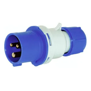 IN-LINE PLUG CE 2P+T 16A 220V BLUE