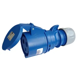 IN-LINE SOCKET CE 2P+T 32A 220V BLUE