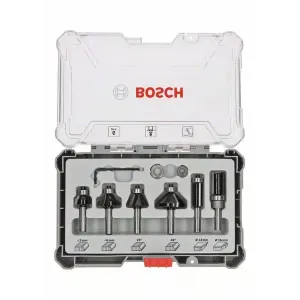SET OF 6 PCS WOOD ROUTER BITS FOR CHAMFERING PROFILES SHANK MM.6