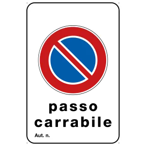 ALUMINIUM SIGN CM 60X40 'PASSO CARRABILE'