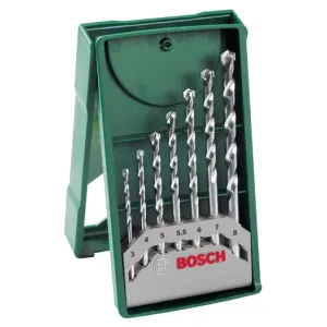 SET OF MASONRY DRILL BITS 7 PCS GREEN RANGE MM.3-4-5-6-7-8