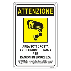 ALUMINIUM SIGN CM 30X20 'NEGOZIO SORVEGLIATO'