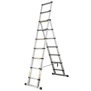 DOUBLE TELESCOPIC LADDER 7+9 STEPS H MT.2,80