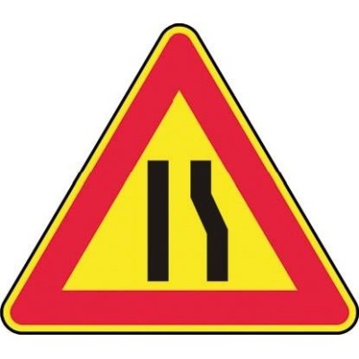 CARTELLO TRIANGOLARE STRETTOIA SX FIG.385 LATO 90