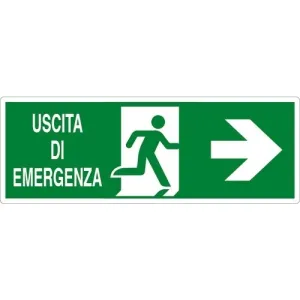 ALUMINIUM SIGN CM 35X12,5 'USCITA EMERGENZA' RIGHT DOOR