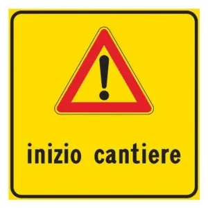CONSTRUCTION SITE SIGN RECT. 60X60 'INIZIO CANTIERE'