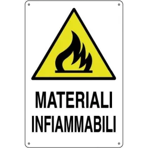 ALUMINIUM SIGN CM 30X20 'MATERIALI INFIAMMABILI'