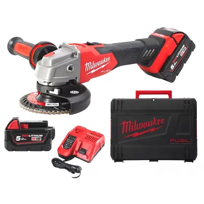 SMERIGLIATRICE ANGOLARE MILW. 18V FSAG125 FUEL + 2 BATT 5AH