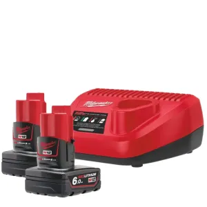 MILWAUKEE M12 POWER PACK 6AH 2 BATTERIES + CHARGER
