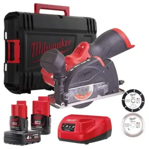 MILWAUKEE 12V FCOT 76MM MINI CUT-OFF SAW+2 BATTERIES 4AH