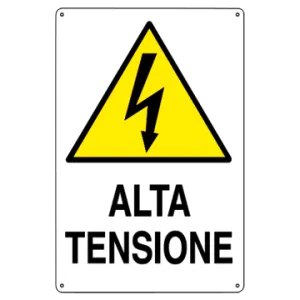 ALUMINIUM SIGN CM 30X20 'ALTA TENSIONE'