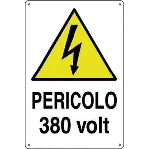 ALUMINIUM SIGN CM 30X20 'PERICOLO 380V'