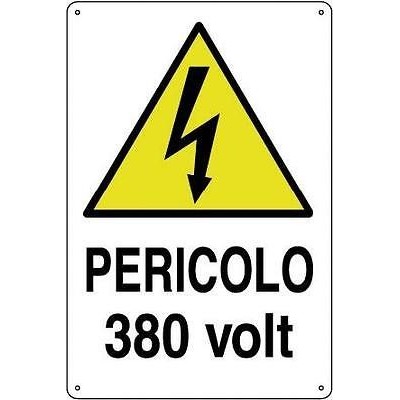 CARTELLO ALLUMINIO CM 30X20 PERICOLO 380V