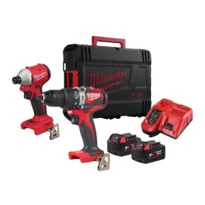KIT 18V MILWAUKEE TRAPANO + AVVITATORE IMP 1/4 2 BATT 4 AH