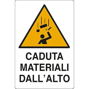ALUMINIUM SIGN CM 30X20 'CADUTA MATERIALI DALL'ALTO'