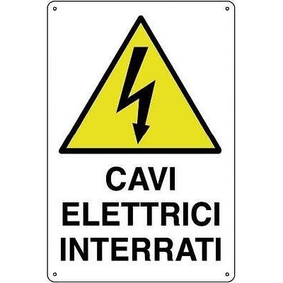 CARTELLO ALLUMINIO CM 30X20 CAVI ELETTRICI INTERRATI