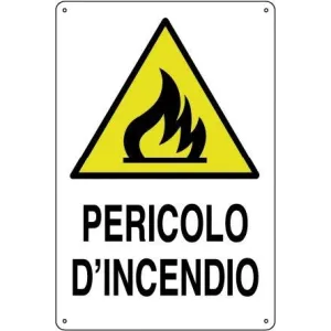 ALUMINIUM SIGN.30X20 'PERICOLO D'INCENDIO'
