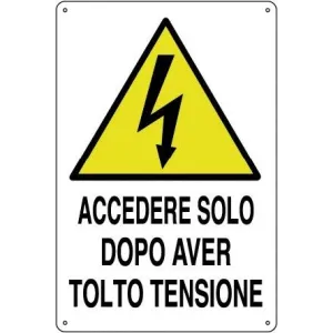 ALUMINIUM SIGN 30X20 'ACCENDERE SOLO DOPO AVER TOLTO TENS'