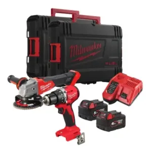 KIT 18V MILW. FUEL TRAPANO + SMERIGLIATRICE +1 BATT 5AH+1 4A