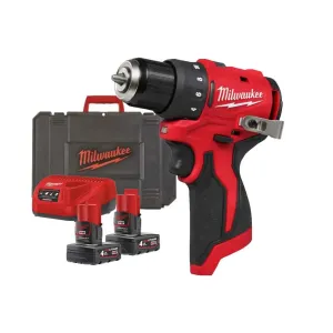 MILWAUKEE 12V COMPACT DRILL DRIVER + 2 BATTERIES 2AH