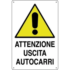 ALUMINIUM SIGN CM 70X50 'USCITA AUTOCARRI'