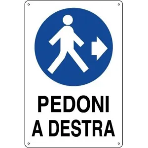 ALUMINIUM SIGN CM 50X35 'PEDONI A DESTRA'
