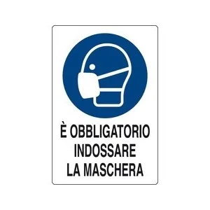 ALUMINIUM SIGN CM 30X20 'OBBLIGO MASCHERA'