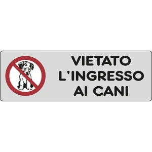 SELF-ADHESIVE SIGN CM 15X5 'VIETATO L'INGRESSO AI CANI'