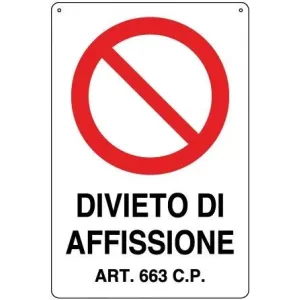 ALUMINIUM SIGN CM 30X20 'DIVIETO DI AFFISSIONE'